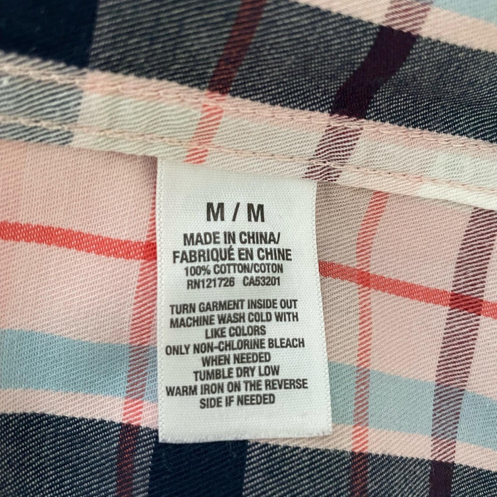 Prince & Fox plaid blue pink and red button-down shirt long sleeve, Sz M - Picture 9 of 12